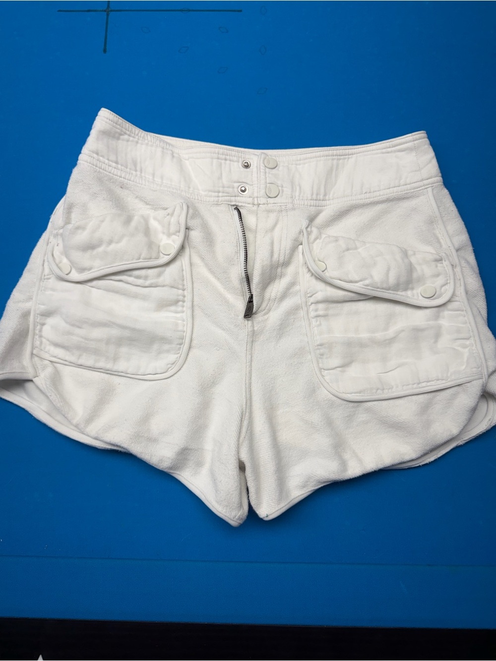Free People White High-Waist Pocketed Bike Shorts